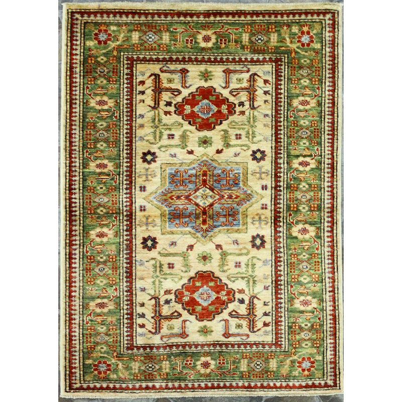 Tapis tribal rétro fait à la main 3 x 4 Anatolian