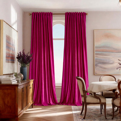 Rideau 100% velours double couche occultant. Ensemble de 2 rideaux isolants et isolants avec passe-tringle pour salon et chambre à coucher (ensemble de 2)