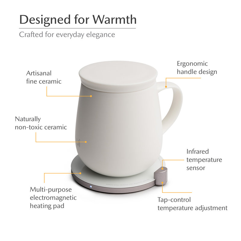 Ui Self-Heating Mug Set - Jasmine White, White