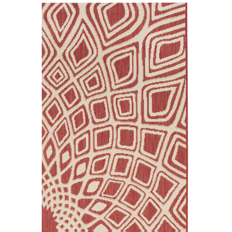 Arneshia Geometric Red/Beige Indoor / Outdoor Area Indoor/Outdoor Area Rug, Square 6'7"