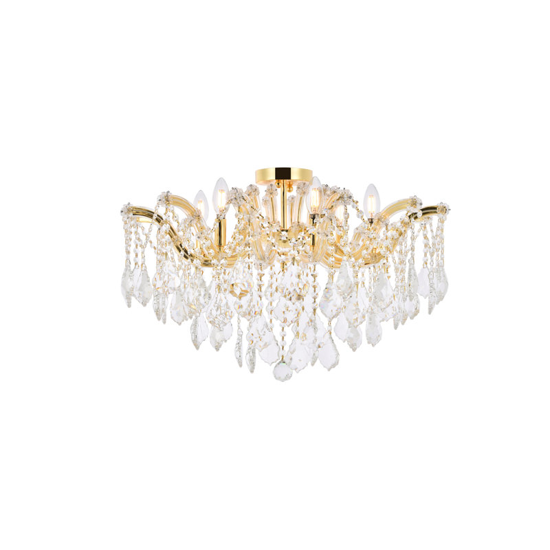 Cristal taillé royal transparent Maria Theresa Maxfield, Doré, H 17,5 po x l 24 po x P 24 po, Six lumières