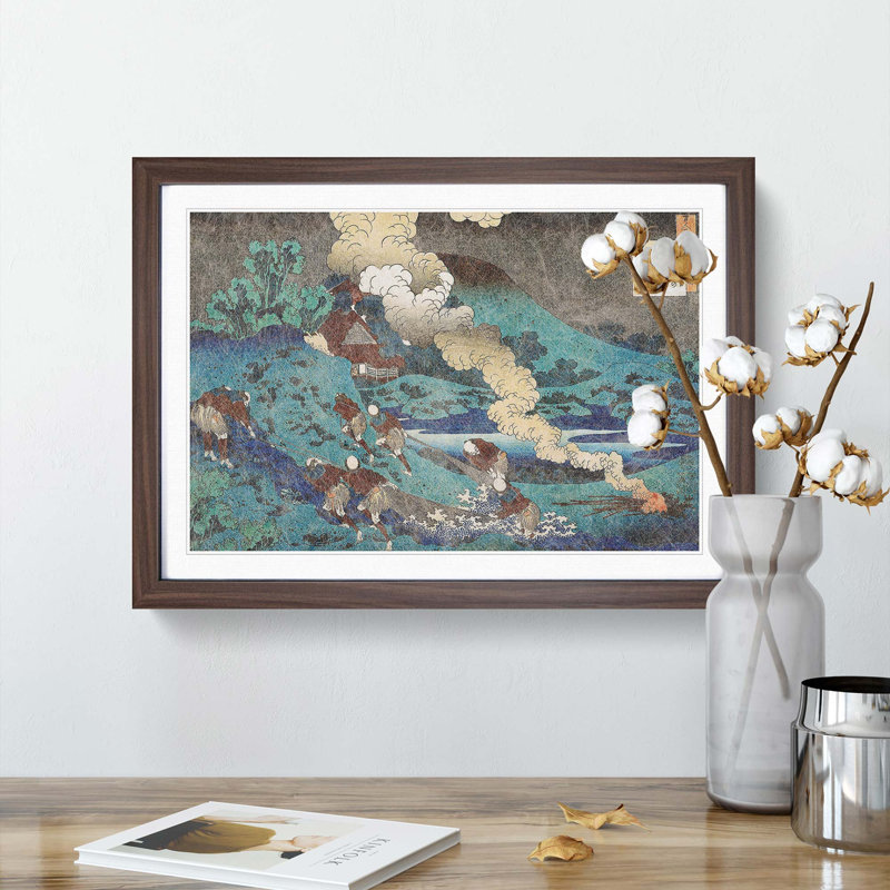 The Fishermen by Katsushika Hokusai - Framed Print, 27cm H x 36cm W x 2cm D, Walnut Framed