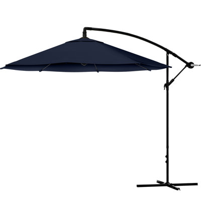 Parasol de patio décalé de 10 pi - Parasol suspendu en porte-à-faux de 8 pi de hauteur - Parasol de parasol extérieur résistant à la décoloration avec base en croix pour jardin, pelouse, terrasse, cour ou piscine par Pure Garden (bleu marine)