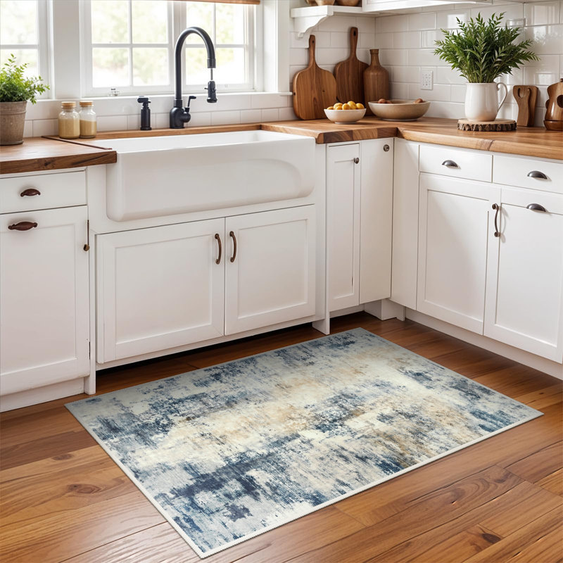 Straub Modern Abstract Carpet Indoor Washable Rug Non-Slip Soft Small Area Rug Thin Print For Home Decor, Rectangle 2' x 3'