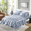 Très grand drap de satin bleu très grand - 6 pièces, froissé, lisse et soyeux, comprend 1 plat, 4 taies d'oreiller ajustées à texture soyeuse, convient aux matelas de 16 po, drap plat,