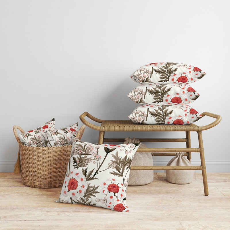 Millefolium Harmony Floral Reversible Throw Pillow, 16"H x 16"W, Brown/Red
