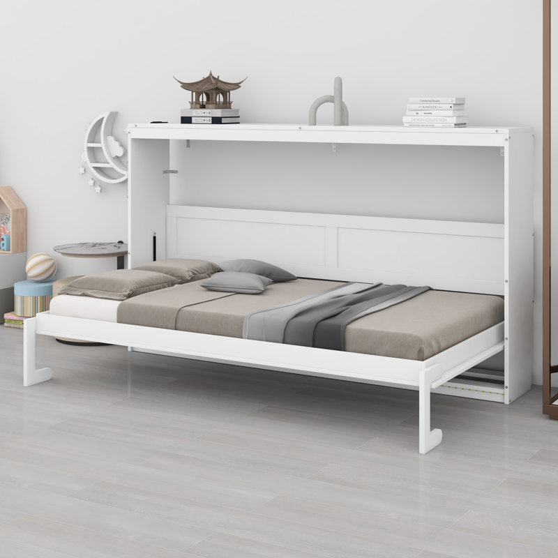 Lit escamotable moderne pliant latéral avec éclairage DEL sous le lit et prise USB intégrée, conception peu encombrante