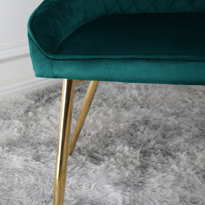 Asfand 49cm H Velvet Upholstered Side Chair, Gold, Green 