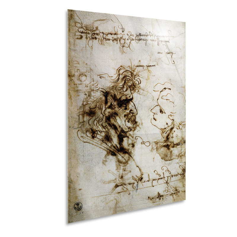 Leonardo da Vinci-Drawing of Two Profile Heads-Vertical, Plastic/Acrylic, 100cm H x 70cm W