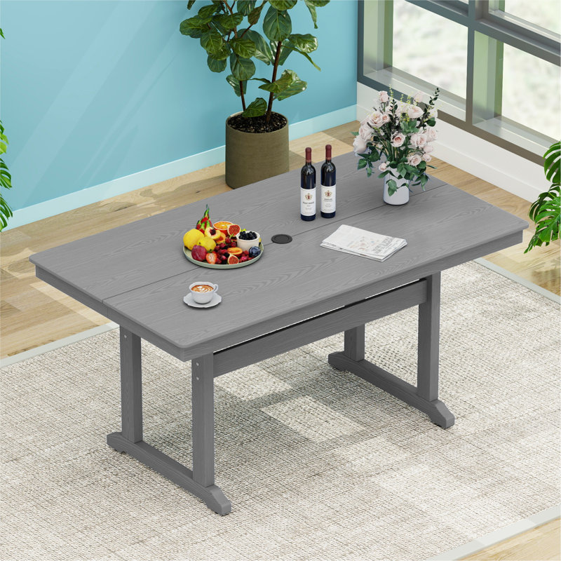 Patio Dining Table Hdpe All-weather, Gray