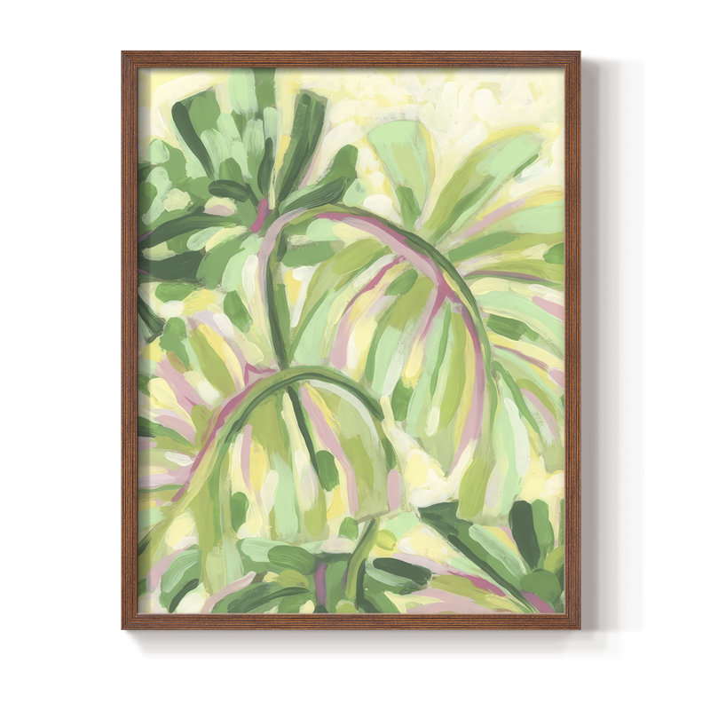 «Expressive Palms I», reproduction encadrée - bois massif, H 21 po x l 17 po, Noyer