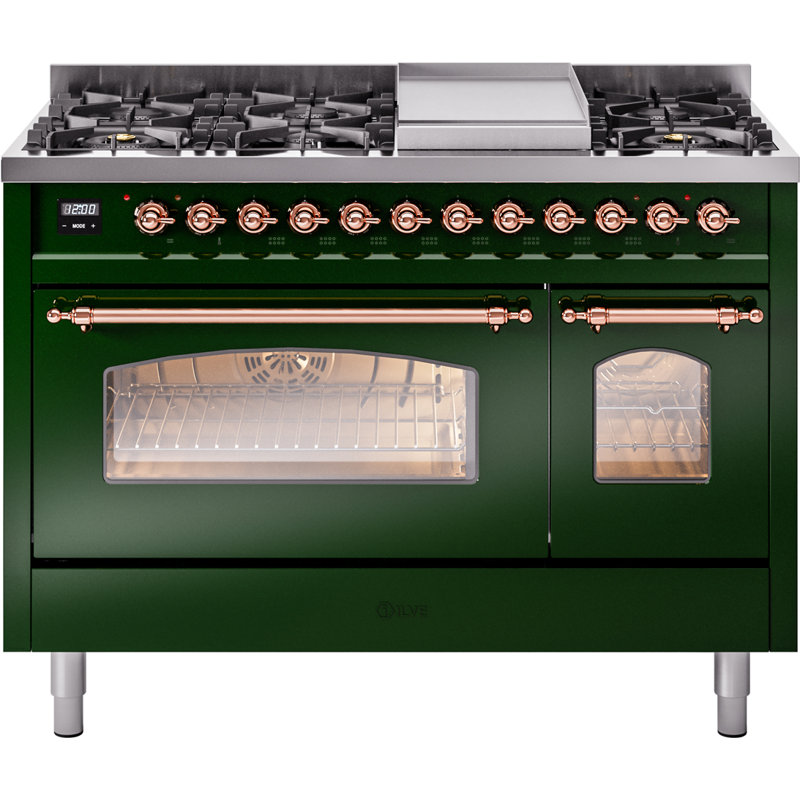 ILVE Nostalgie II 48 Dual Fuel Range , Emerald Green/Copper, Natural Gas