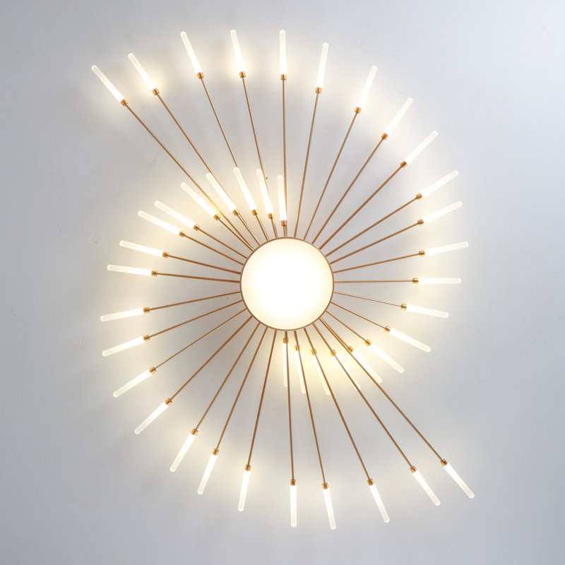 Modern led ceiling light with remote, flush mount ceiling lamp acrylic lampshade, Gold