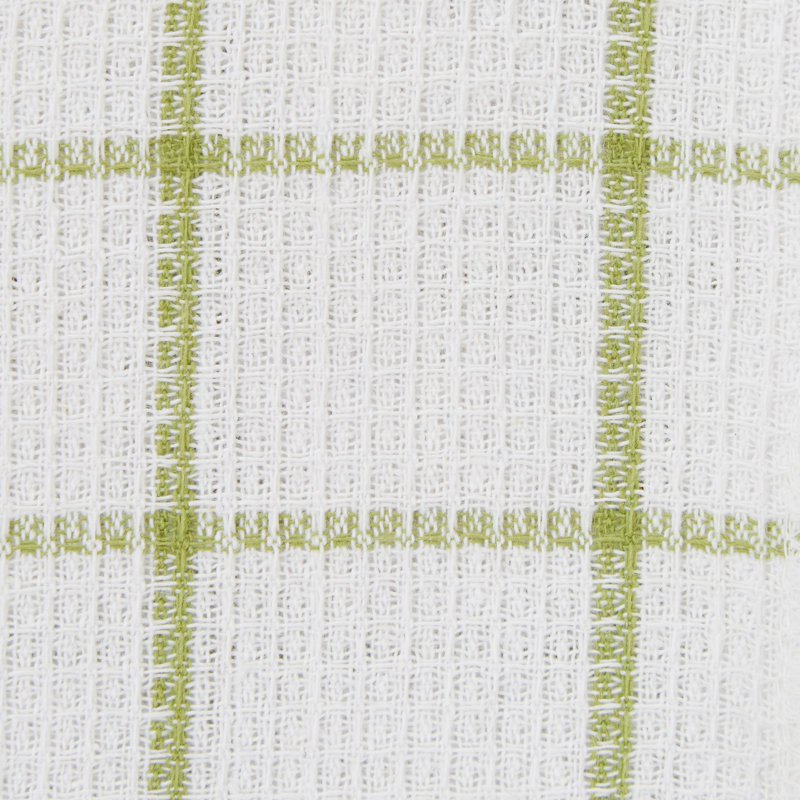 Checkered Waffle Dish Cloth Kitchen Towel, White/Mint