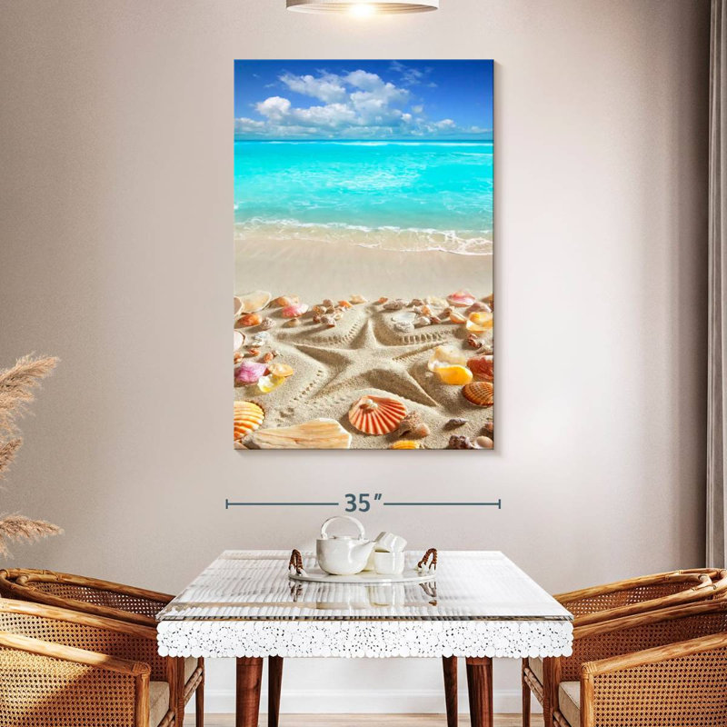 Gillard, paradis tropical, coquillages, H 51 po x l 34 po