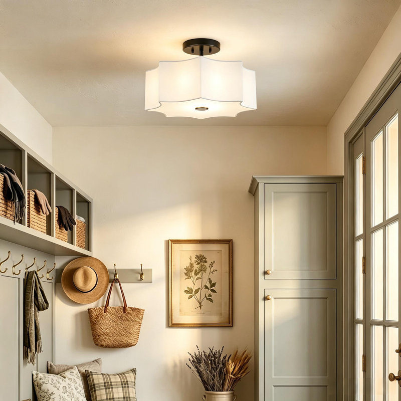 Thornhill 4-Light Modern Fabric Semi Flush Mount Ceiling Light for  Entryway