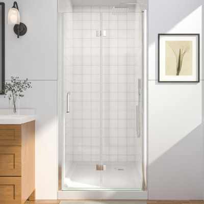 Porte de douche pliante en verre sans cadre 36-38 po x H 72 po, porte de douche pliante sans cadre