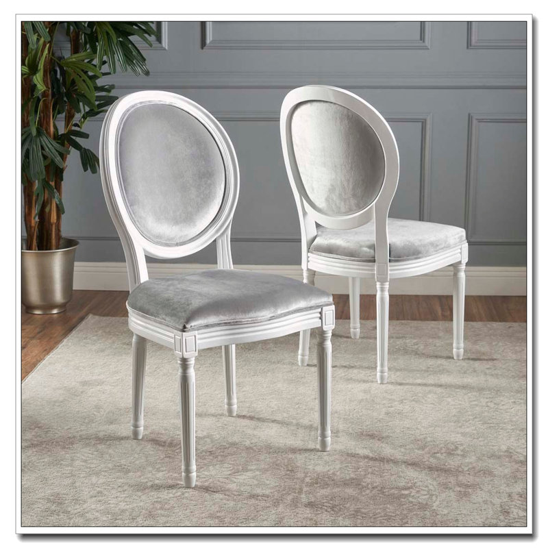 Ensemble de chaises de salle à manger, Gris + blanc