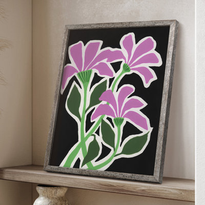 «Pop Flowers», reproduction encadrée en V - bois massif