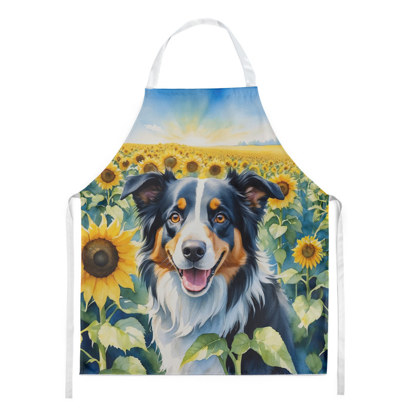 Border collie en tablier tournesols