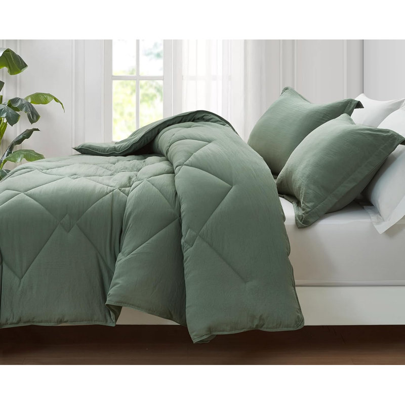 Logan Standard Comforter, Twin Extra Long Comforter + 1 Standard Sham, Sage Green