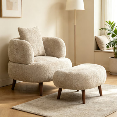 Fauteuil demi-tonneau 36 po avec coussin et repose-pieds 36 po Nordic Chenille