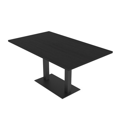 Rectangle Conference Table with Double Metal Post Base by Inbox Zero