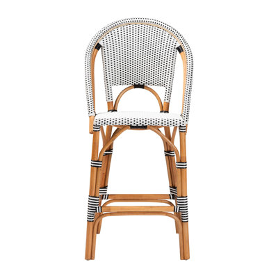 Billingslee Bali & Pari Genica Classic French Two-Tone Weaving And Natural Rattan Bar Stool