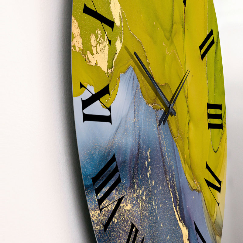 Horloge murale moderne verte et bleue, Surdimensionné