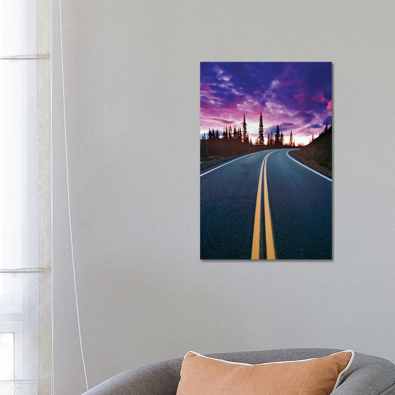 USA, Washington State, Mt. Rainier National Park. Road and clouds at sunset. 1 Piece Wrapped Canvas Wall Art