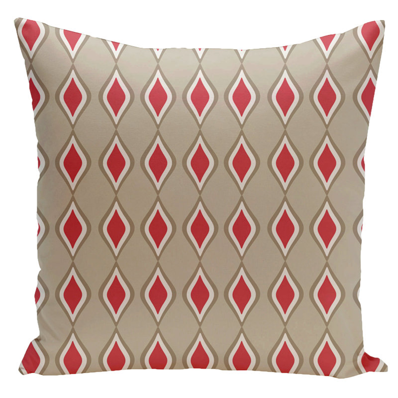 Housse et insert de coussin géométrique carré, Avoine / lin / corail, 26 po x 26 po