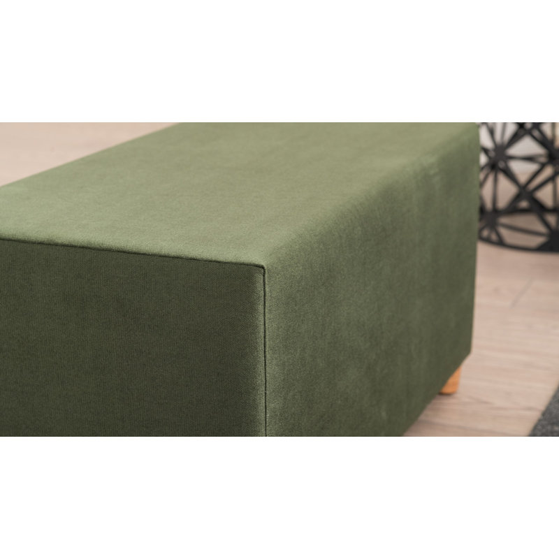 Upholstered Ottoman, Green Polyester Blend