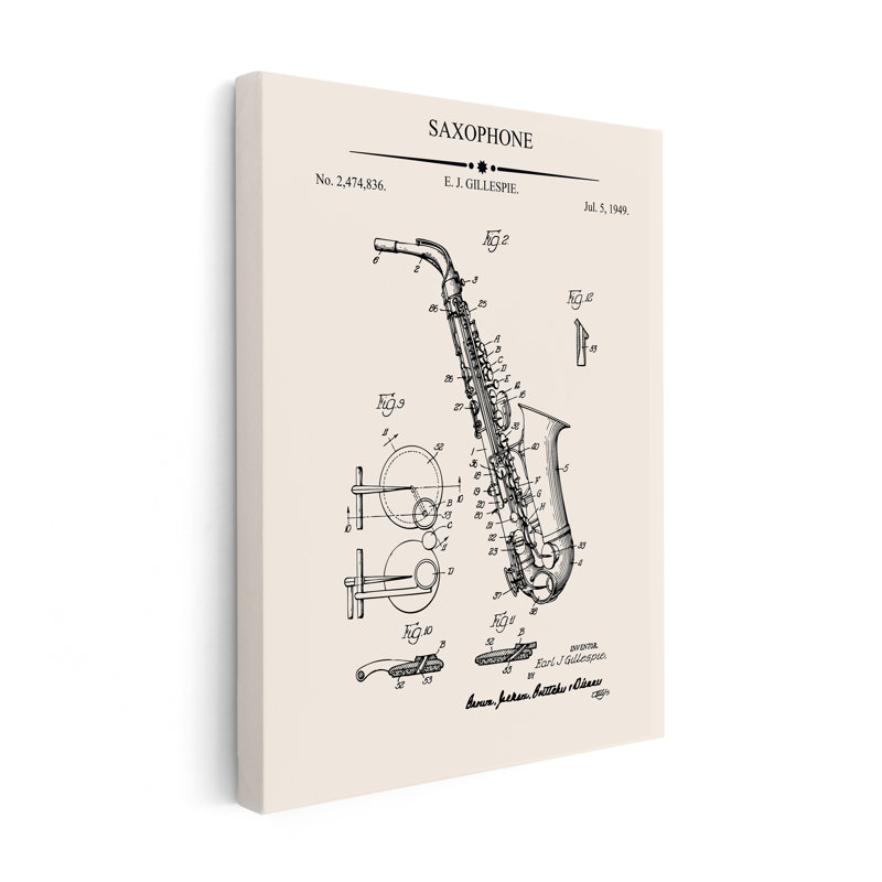 Plan du saxophone, Sans cadre, Affiche, H 08 po x l 10 po