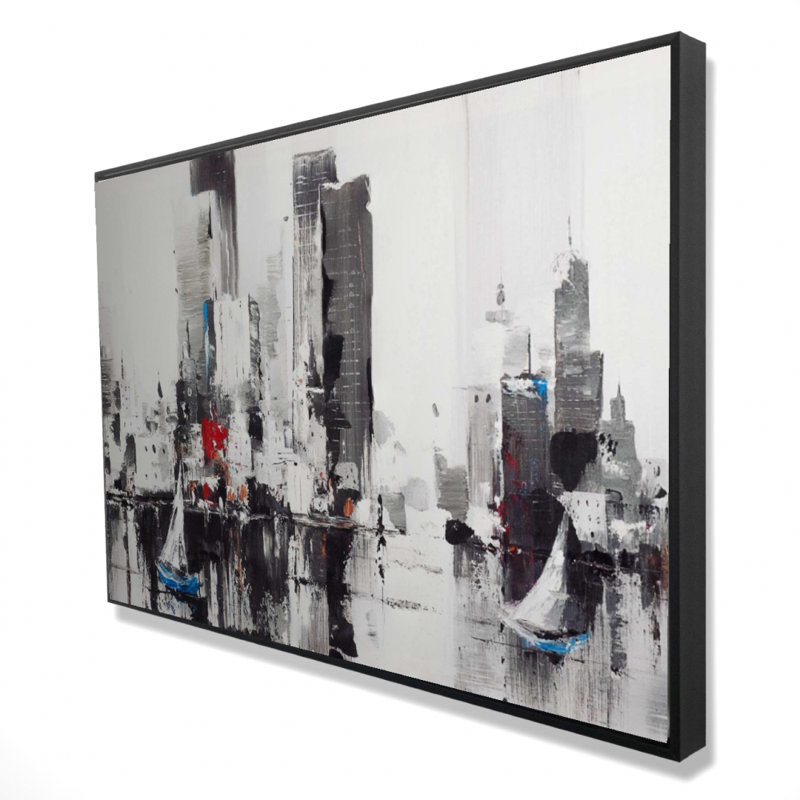 " Abstract Boats With Cityscape "