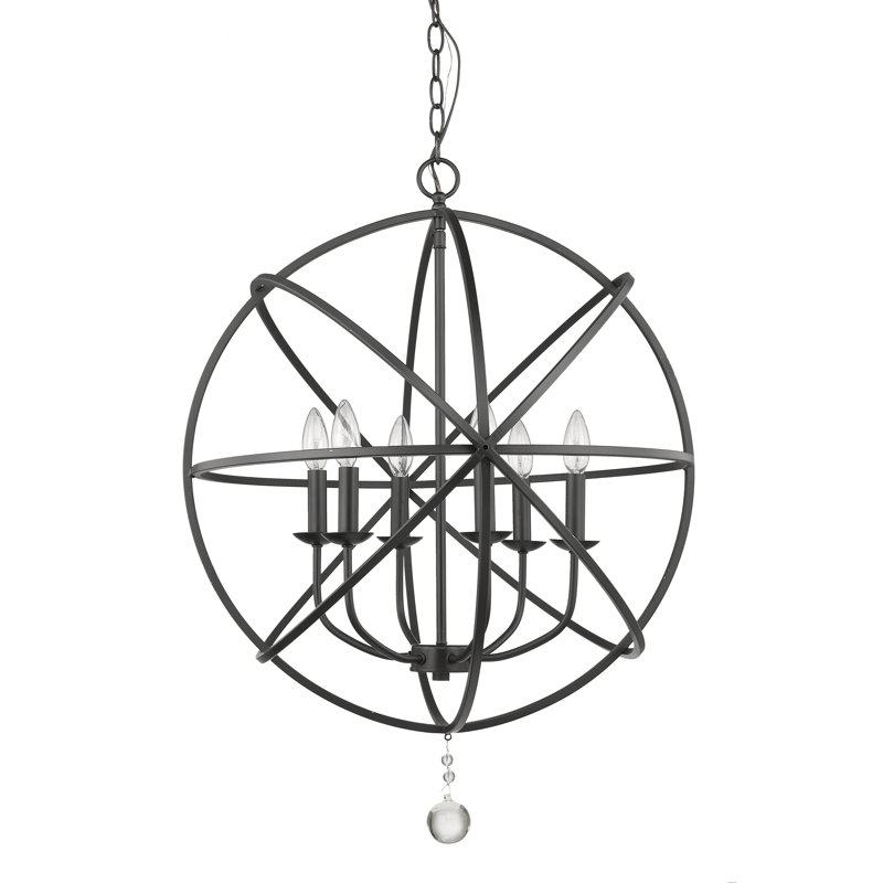 Puma 6 - Light Dimmable Globe Chandelier, Matte Black