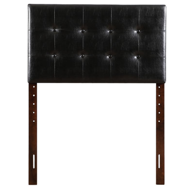 Bedroom Twin Headboard - Black Faux Leather With Button Tufting, Adjustable Height 41 53 Inches, Mount To Bed Or Wall, Tranquility Leather, , Inches Height, On Bed/wall, Enhance Look