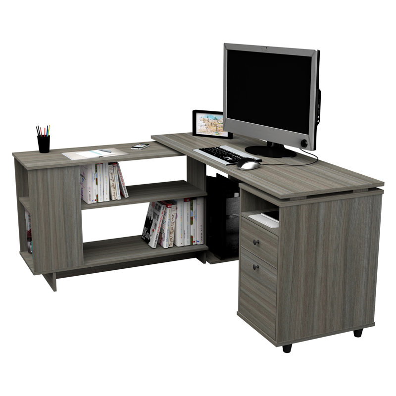 Bureau en L réversible Bror, Chêne fumé