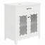Meuble-lavabo de 30 po avec verre trempé, armoire de salle de bain moderne avec pieds en bois d'hévéa et portes à fermeture en douceur-126230204