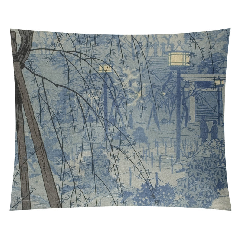 Tapisserie Magruder Misty Evening at Shinobazu Pond, H 27,5 po x l 37,5 po, Bleu