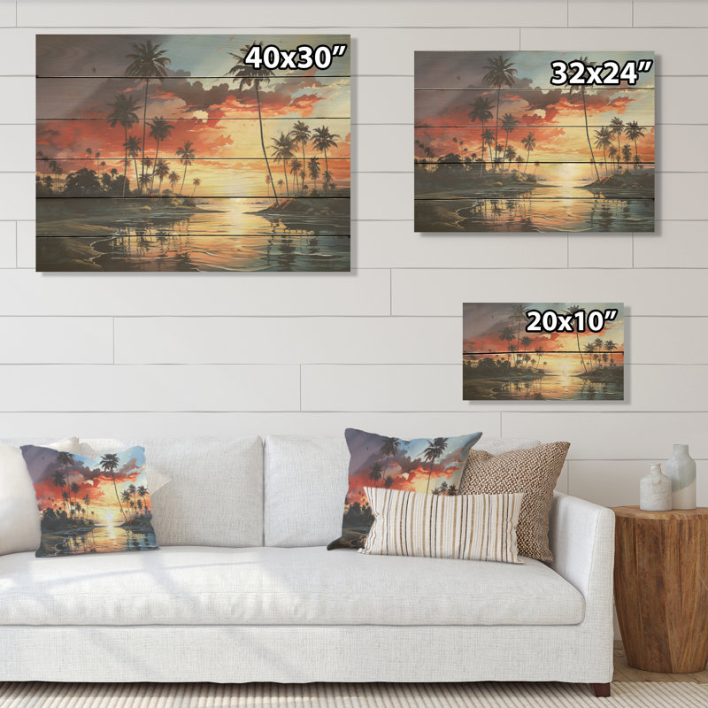 Palmiers palmiers Serenity Sunset - palmiers et palmiers, art sur bois de pin naturel, H 10 po x l 20 po