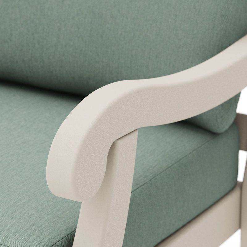 POLYWOOD x Birch Lane Verlyn Deep Seating Sofa, Glacier Spa Cushion/Sand Frame