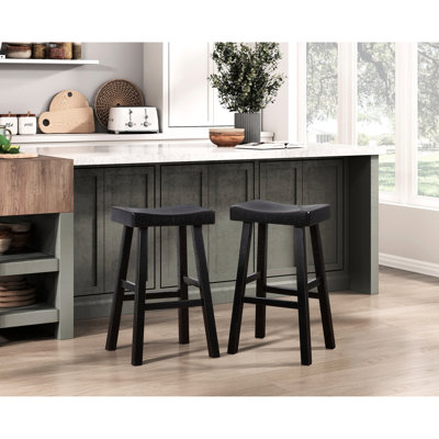 2 tabourets de bar transitionnels, en bois massif noir, pour salle à manger, capacité de poids de 250 lb
