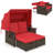 Rattan Daybed w/ Adjustable Backrests & Retractable Canopy for Patio-1847037925