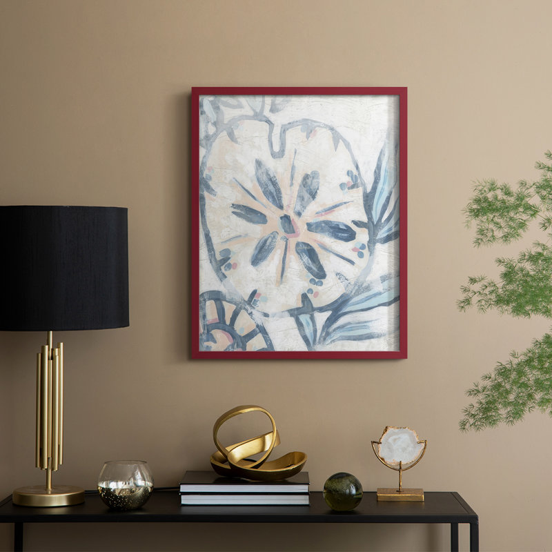«Beach Shell Fresco I», reproduction encadrée - bois massif, H 21 po x l 17 po, Rouge