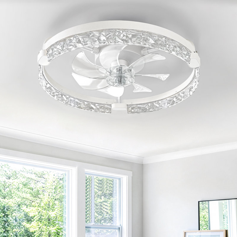 20" Flush Mount Bladeless Ceiling Fan with Light & Remote