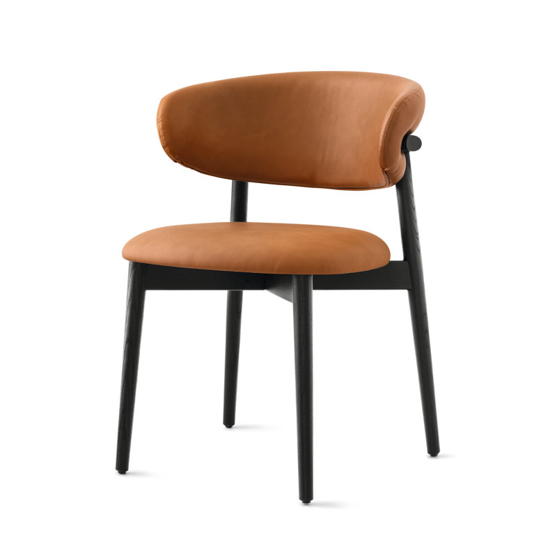 Oleandro Upholstered Chair, Cognac, Walnut