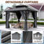 Pavillon de jardin extérieur en fer 10 pi x 10 pi, pavillon en acier galvanisé avec toit rigide et moustiquaire