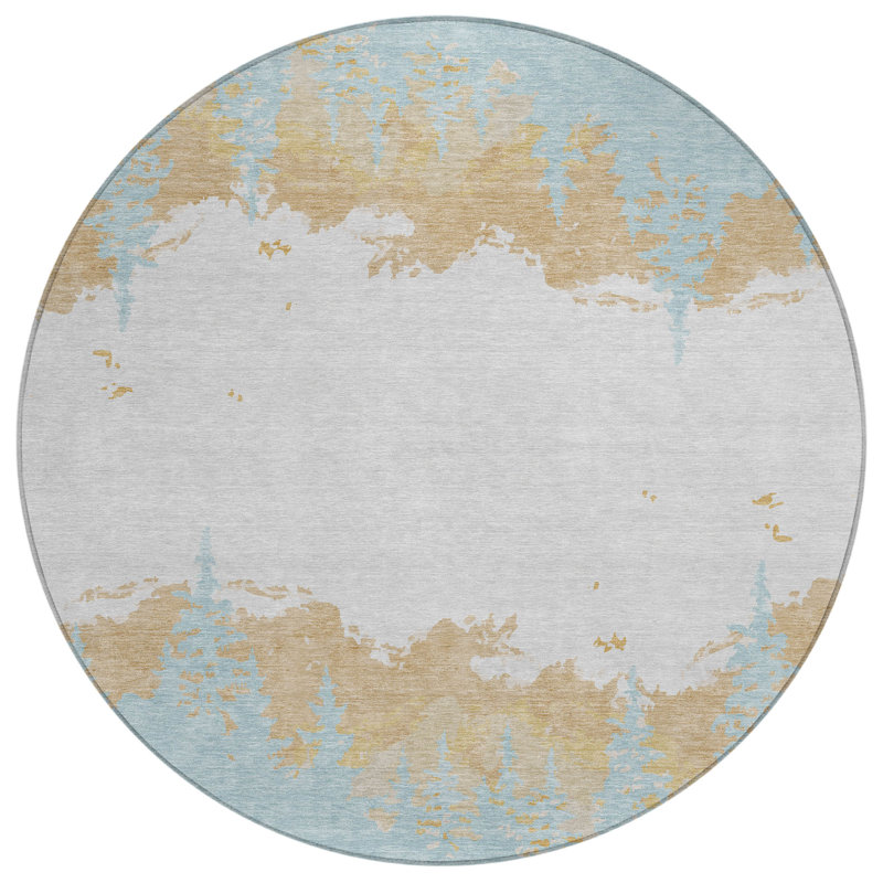 Machine Washable Indoor/Outdoor Chantille ACN2861 Lodge Rug, Teal, 8' Round