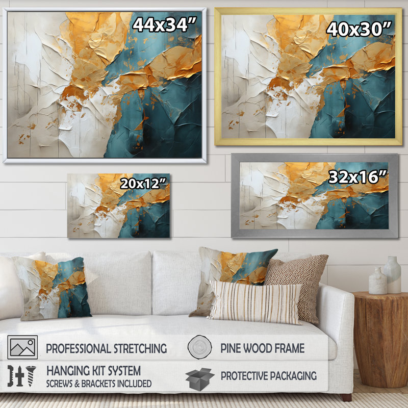 Gerene Transcendent Textures III, reproduction d'art sur toile, Cadre flottant doré, H 24 po x l 32 po x P 1 po