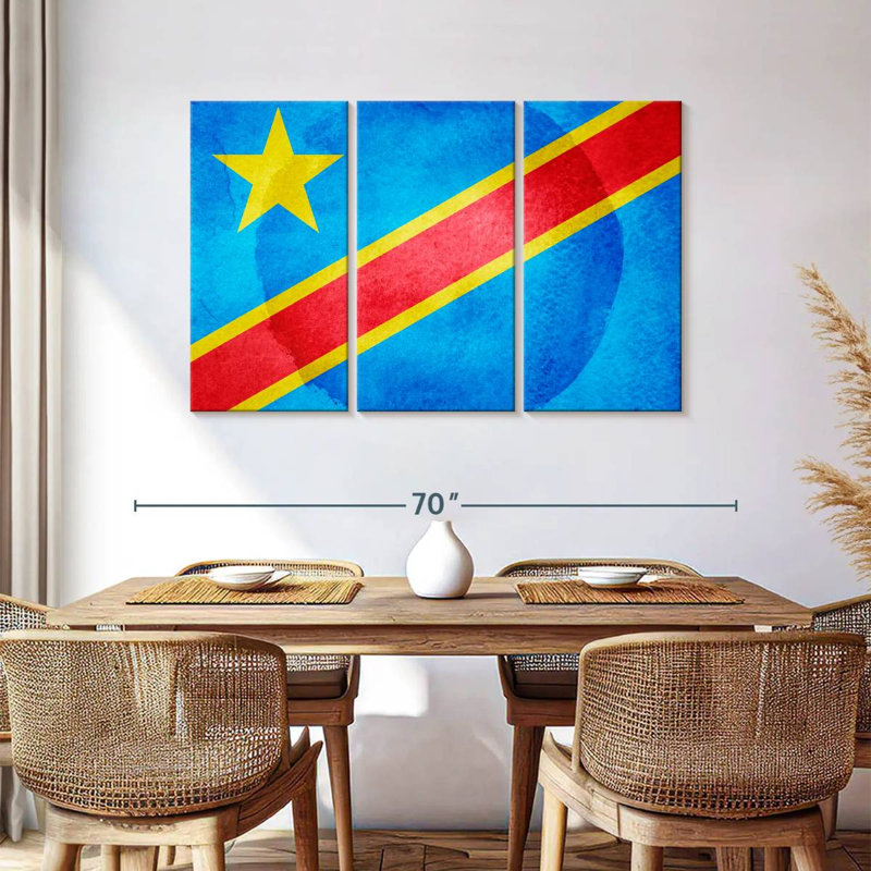 Drapeau du Congo délavé, H 36 po x l 57 po